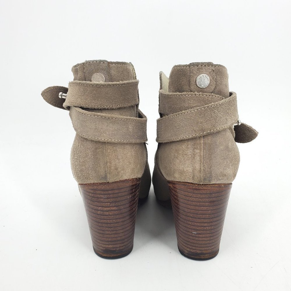 Rag & Bone Harrow Taupe Tan Suede Stacked‎ Heel Ankle Boots Size 36 6 US - Picture 3 of 9